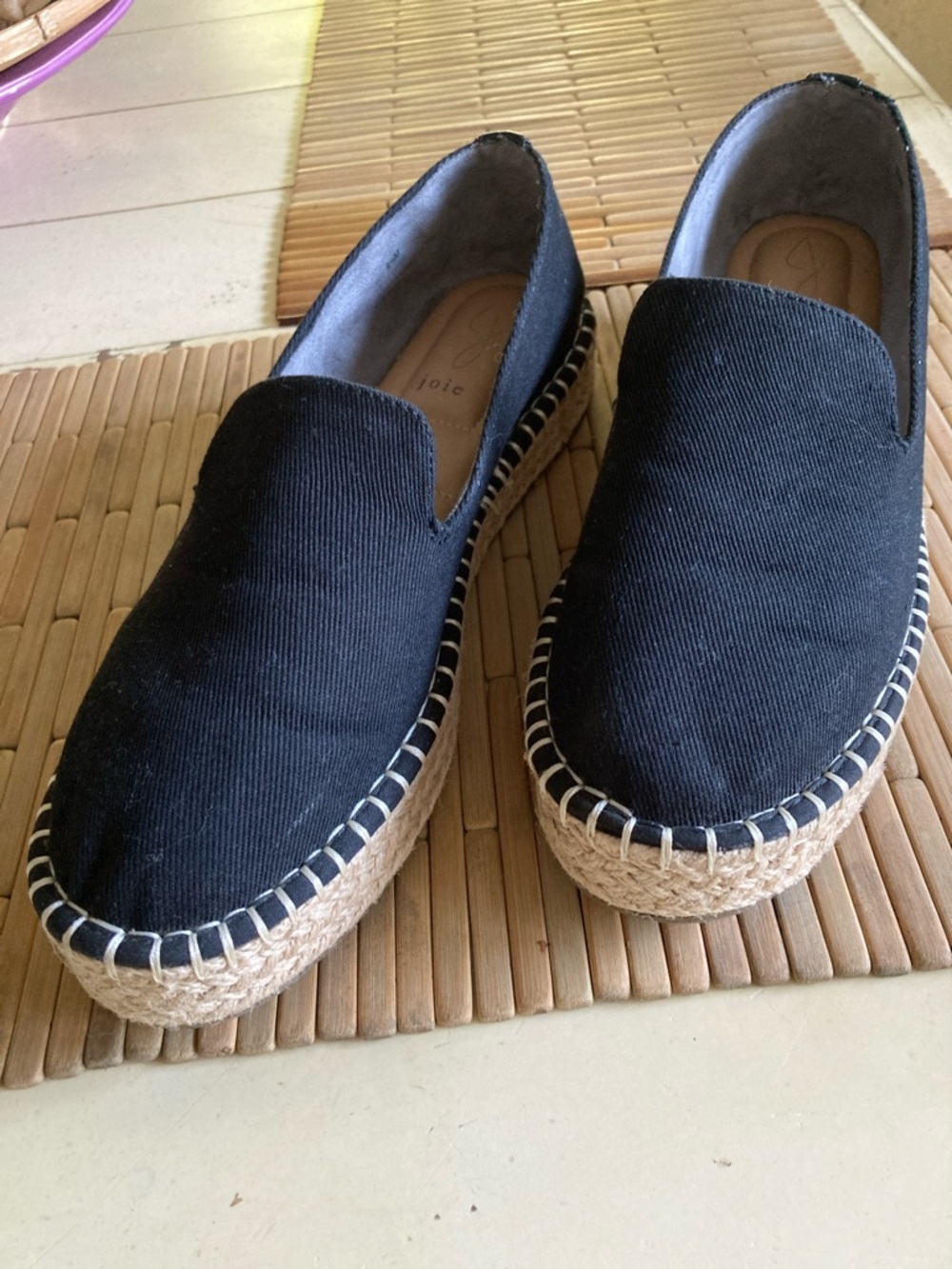 Joie Black "Dara" Canvas Espadrille Flats